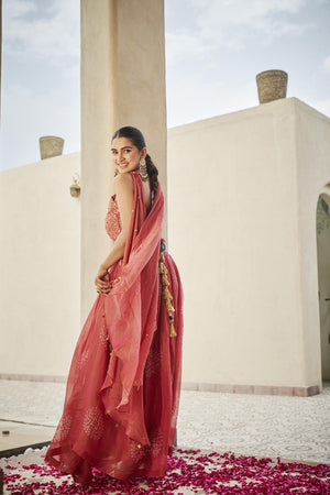Bustier + pleated skirt + Choker dupatta | TCT-838