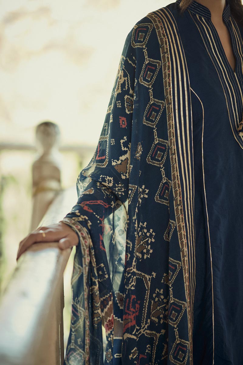 Indigo Blue Kurta with Tulip Pant | TCT-723