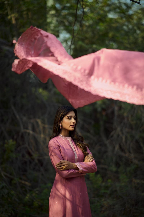 Pastel pink Gown + Dupatta | TCT-711