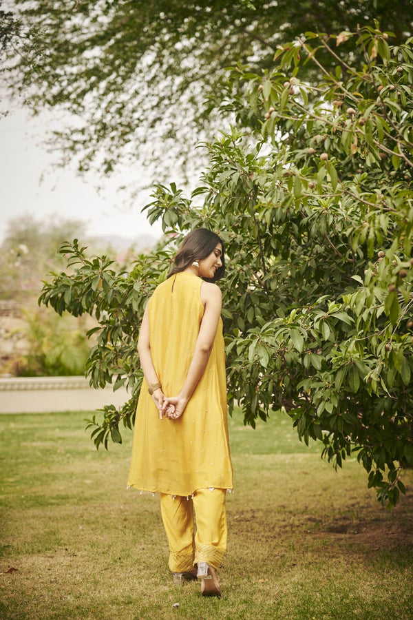 Yellow In-Cut Kurta + Pants | TCT-845