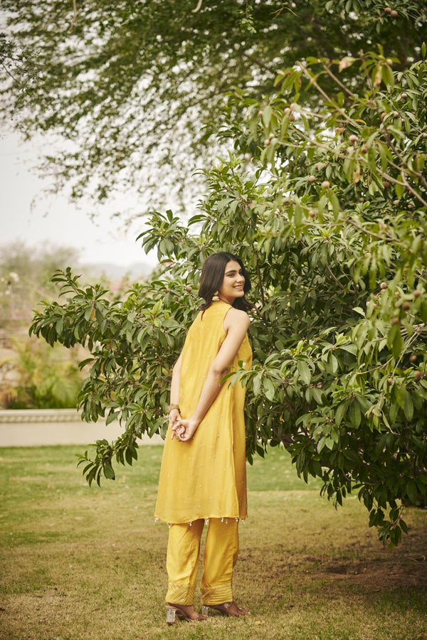 Yellow In-Cut Kurta + Pants | TCT-845
