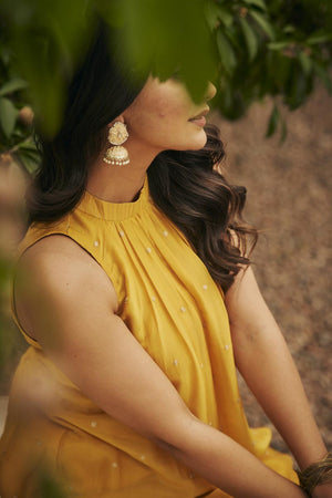 Yellow In-Cut Kurta + Pants | TCT-845