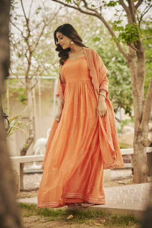 Peach Anarkali + Dupatta | TCT-851