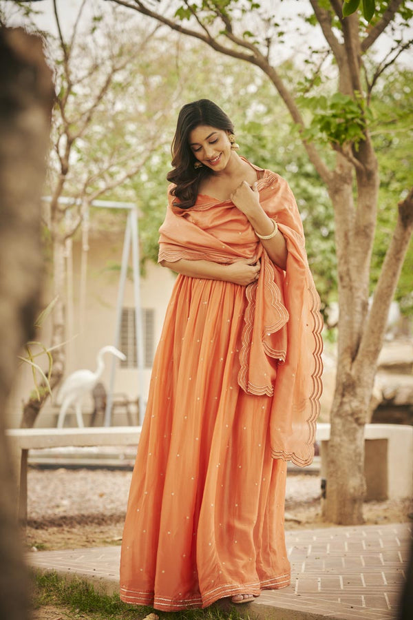 Peach Anarkali + Dupatta | TCT-851