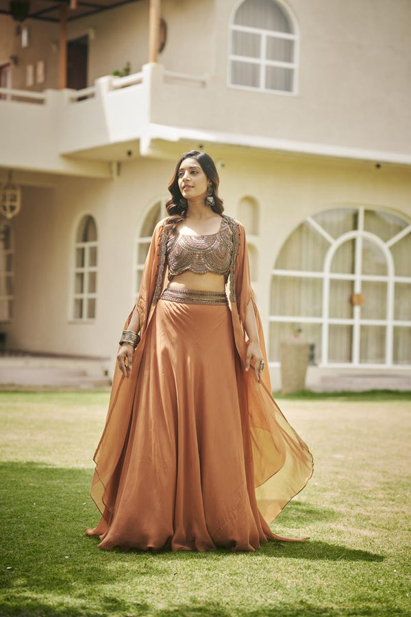 Brown bustier + Skirt + cardigan | TCT-828