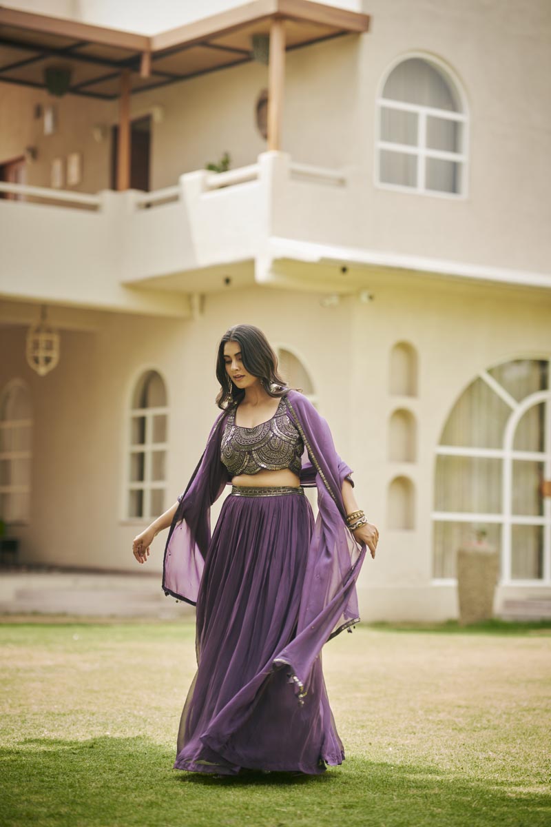 Purple Bustier + skirt + Dupatta | TCT-830