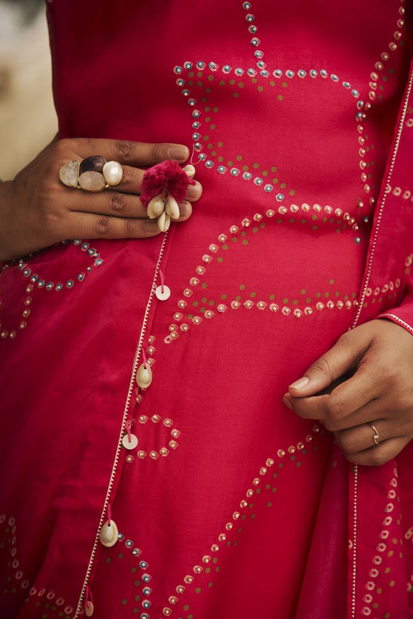 Bright Pink Kurta + Straight pants + dupatta | TCT-802