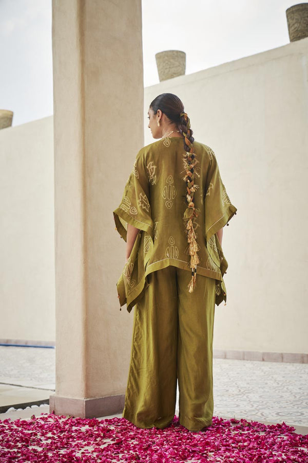 Lime green bustier + palazzo + cardigan | TCT-817