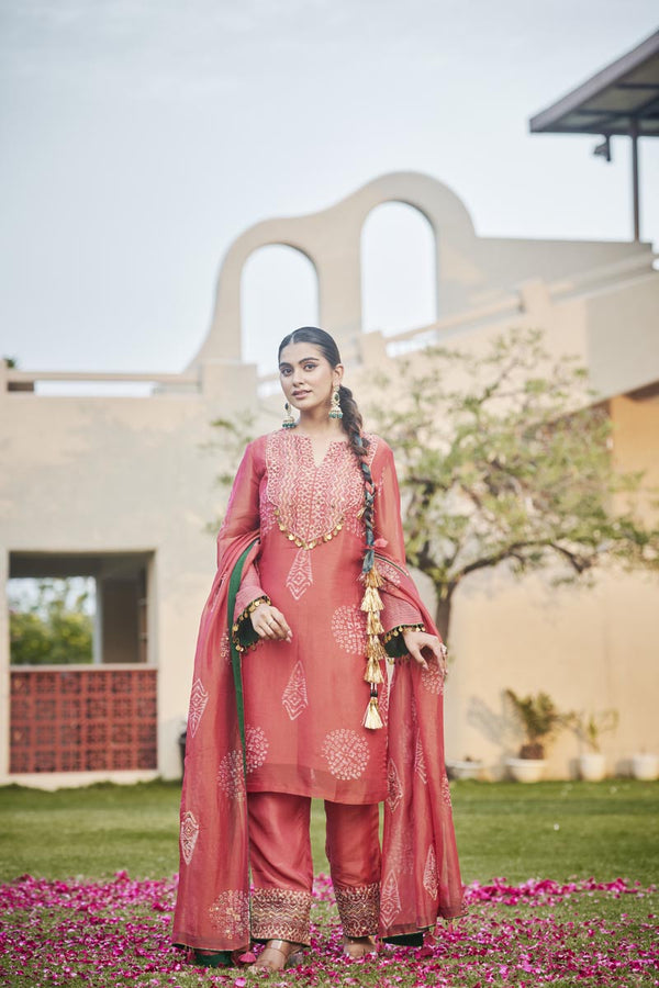Cherry red kurta set(Without Dupatta)  | TCT-852