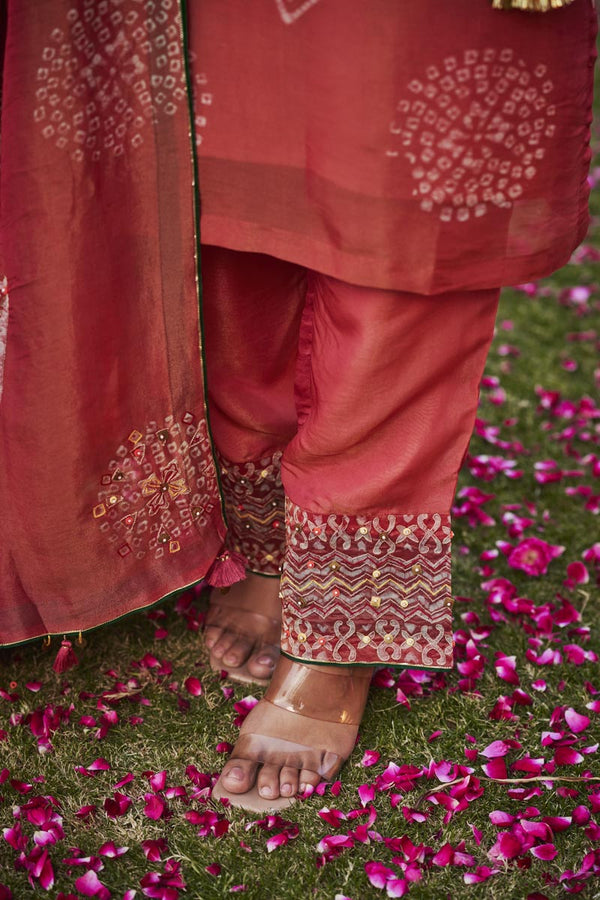 Cherry red kurta set(Without Dupatta)  | TCT-852