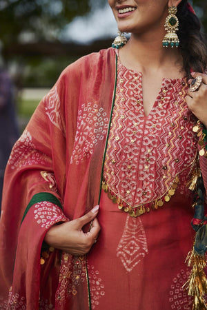Cherry red kurta set(Without Dupatta)  | TCT-852