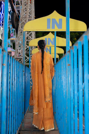 TCT-3016 | Orange Kurta paired with Flared Pants and Dupatta