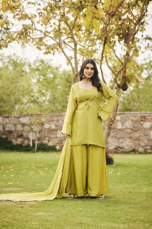 Green Bustier + Pants + Kurta | TCT-846