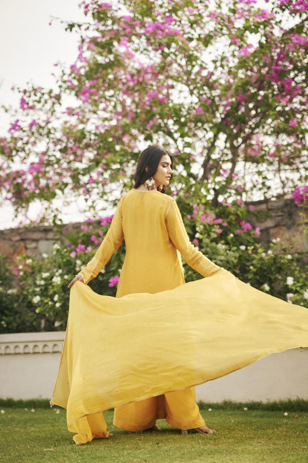 Yellow Inner + Palazzo + Jacket + dupata | TCT-844