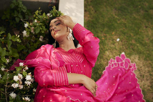 Fuscia pink kurta set | TCT-869