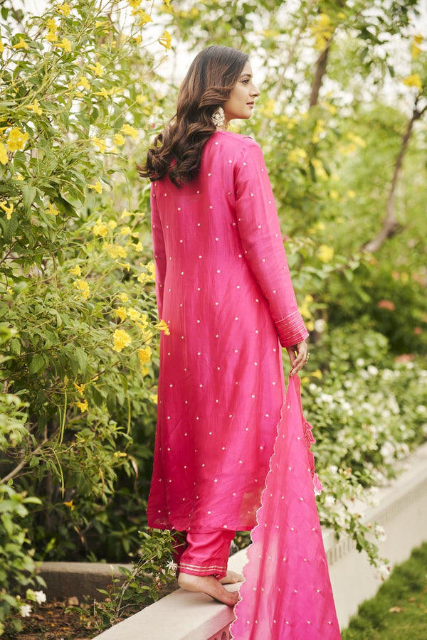 Fuscia pink kurta set | TCT-869