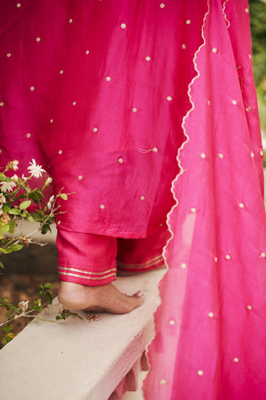 Fuscia pink kurta set | TCT-869