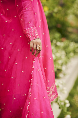 Fuscia pink kurta set | TCT-869