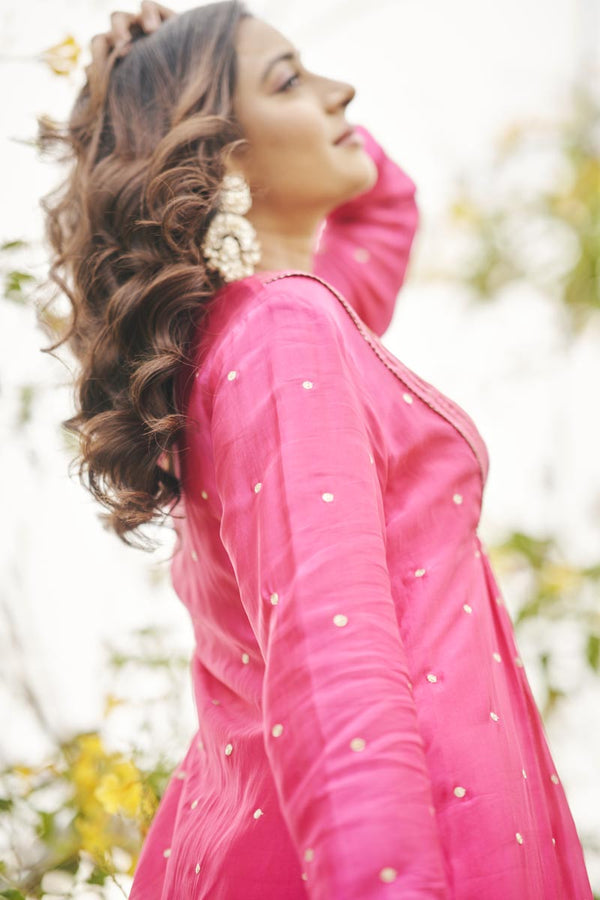 Fuscia pink kurta set | TCT-869