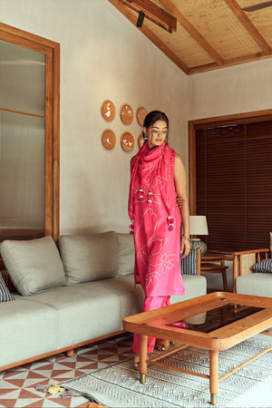 Pink Bandhani Kurta set | TCT-658