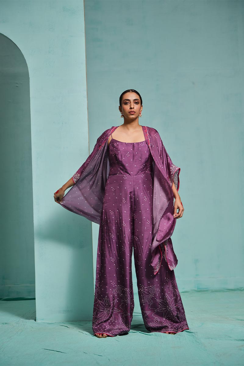Purple Jumpsuit With Cardigan | TCT-787