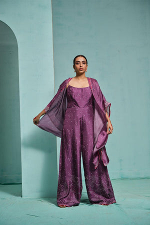 Purple Jumpsuit With Cardigan | TCT-787