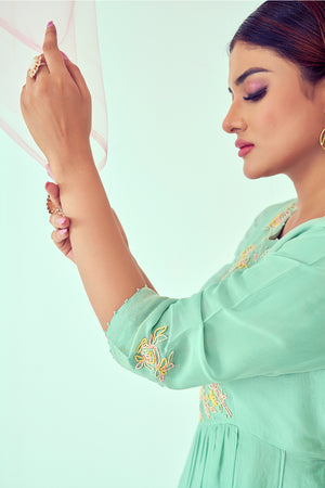Pastel Green Kirta Set | TCT-739