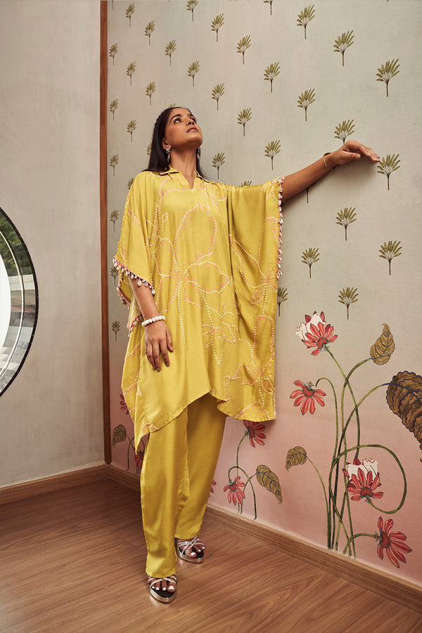 Lime Green Bandhani Set | TCT-648