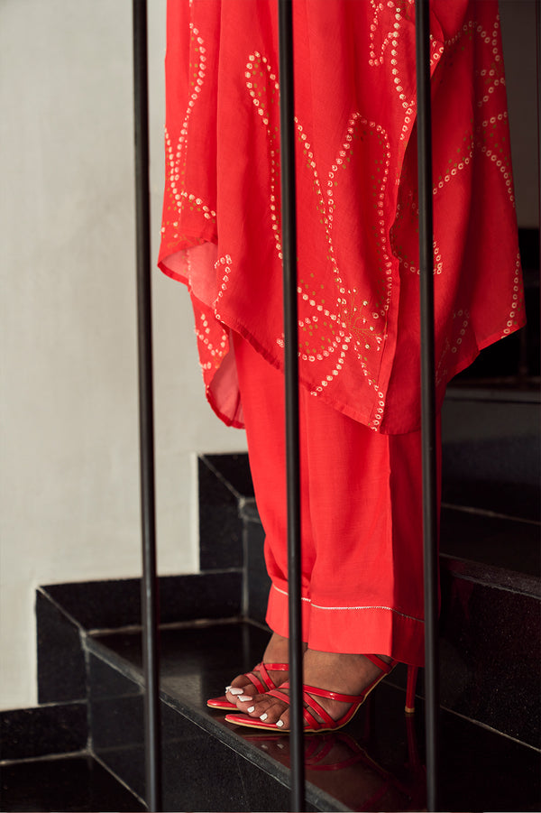 Red bandhani Co-ord set | TCT-646