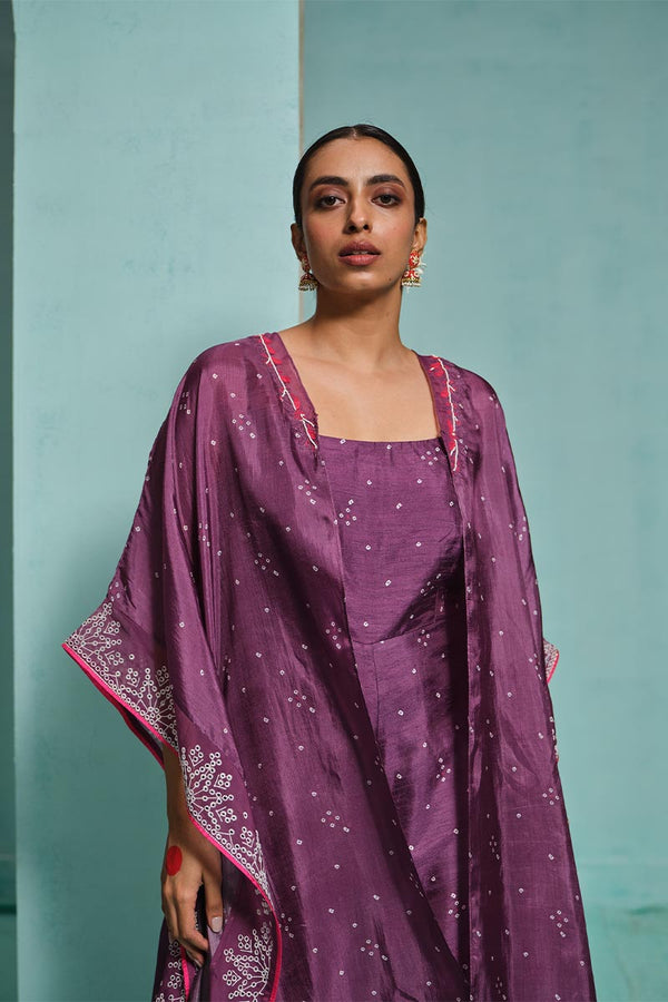 Purple Jumpsuit With Cardigan | TCT-787