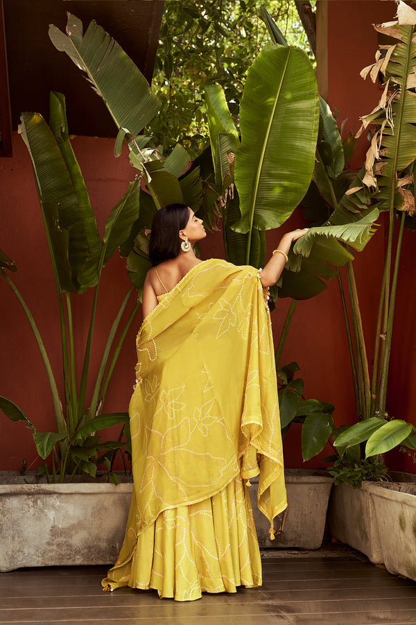 Lime Green Bandhani Set | TCT-676